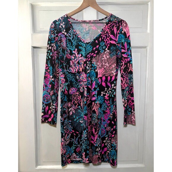 Lilly‎ Pulitzer Etta Dress Long Sleeve Onyx Twilight Coral Size  Small - Picture 6 of 11